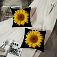 thumbnail image 4 of Set of 2 Throw Pillow Covers Sunflower Yellow Black Sun Flowers Decor Pillowcases Polyester 16 X 16 Inch Square Hidden Zipper Home Cushion Decorative Pillowcase, 4 of 6
