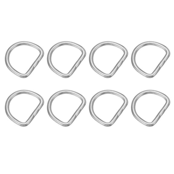 Uxcell 1" Metal D-Rings, 8 Pcs 304 Stainless Steel D Ring Welded Solid for Belts Dog Collars, 3x20mm