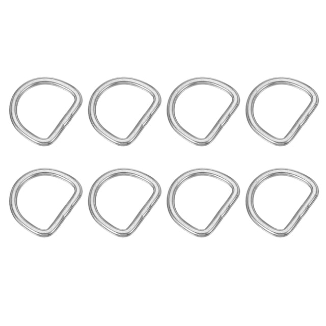 Uxcell Metal D-Rings, 304 Stainless Steel D Ring Welded Solid Dee Rings DIY Accessories for Dog Collars 3x20mm