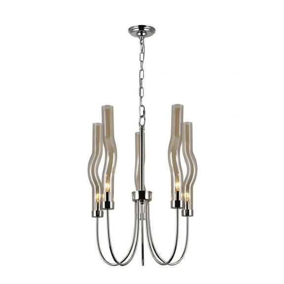 CWI Lighting Meduse 5 Light Contemporary Metal Chandelier in Polished Nickel