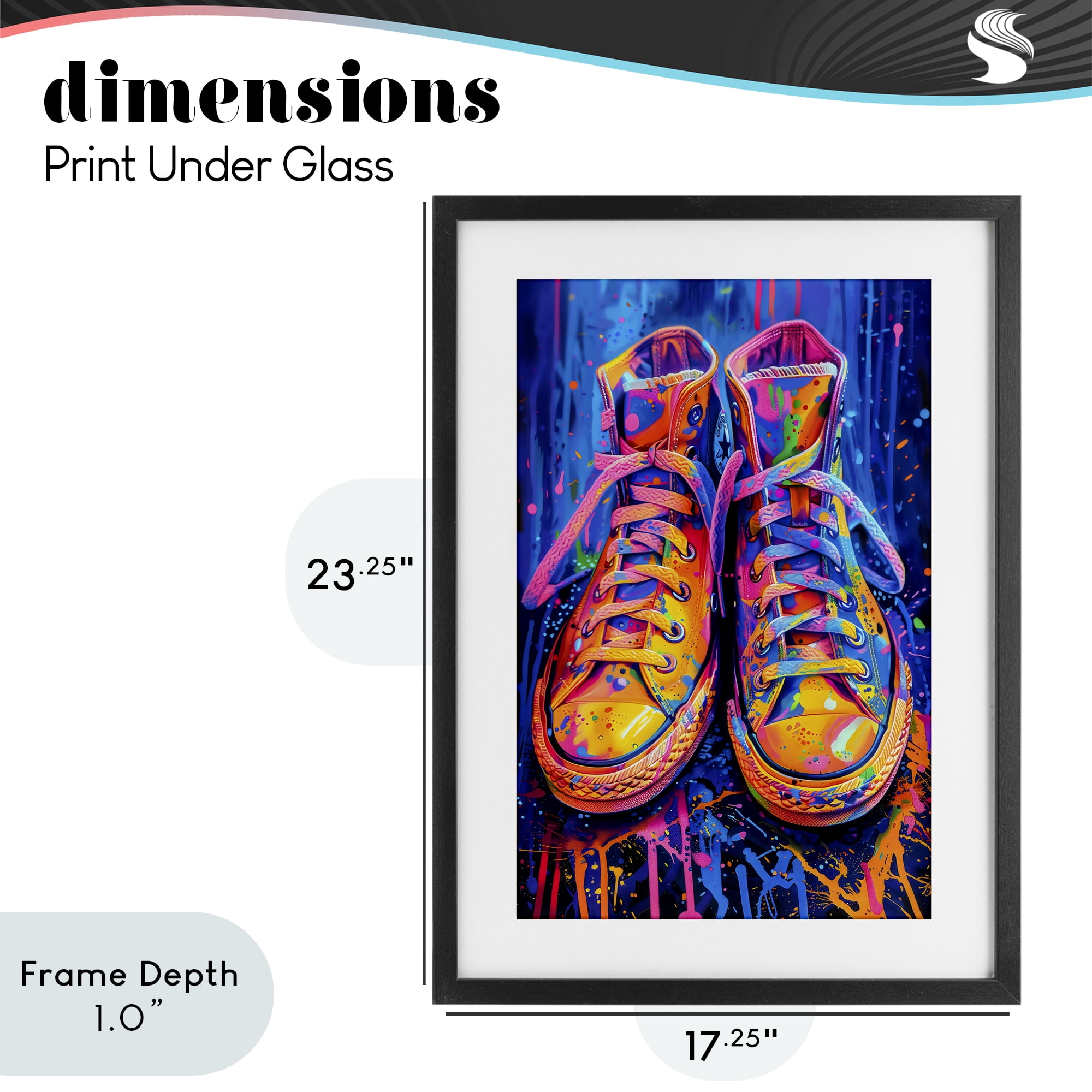 Stupell Industries Moody Converse with Neon Splash Black Framed Print Under Glass, design by Creative Studio