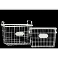 thumbnail image 2 of Metal Rectangular Wire Basket with Mesh Sides, Handles and Card Holders Set of Two Coated Finish White, 2 of 2