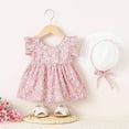thumbnail image 2 of Toddler Girls Cotton Dress Ruffled Sleeve Summer Cute Dress with Strawberries Prints (2 Years, Pink-Floral), 2 of 7