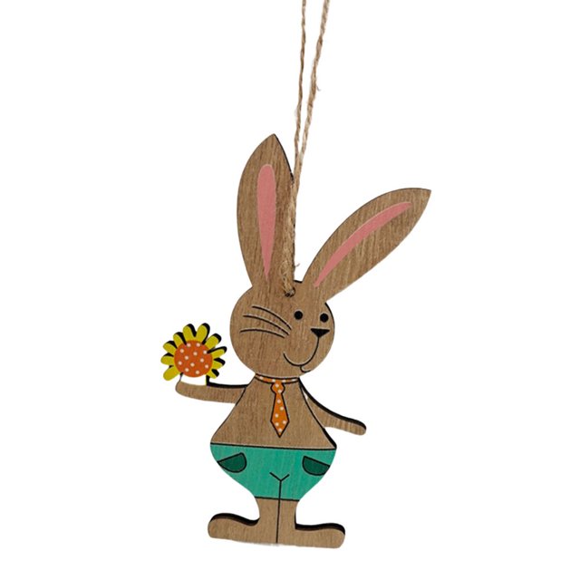 Easter Day Rabbit Pendant Hanging Hole with String Long Ears Cartoon Rabbit Smooth Edge Home Decoration No Thorns Multi Styles Bunny Decoration Easter Day Gift