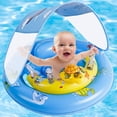 thumbnail image 1 of Flotador de piscina para bebés GEEQUFLOAT extra ancho de 6 a 12 meses con toldo, 1 of 8