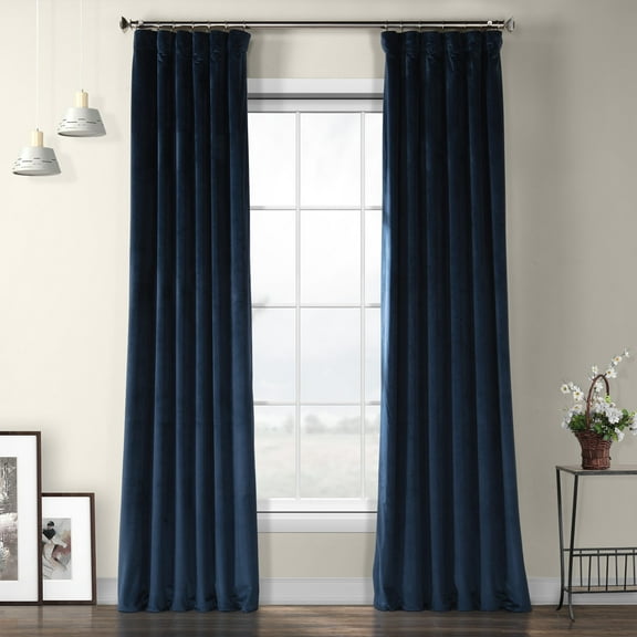 Half Price Drapes Eternal Blue Heritage Plush Velvet Room Darkening Curtains (1 Panel), 50W X 120L