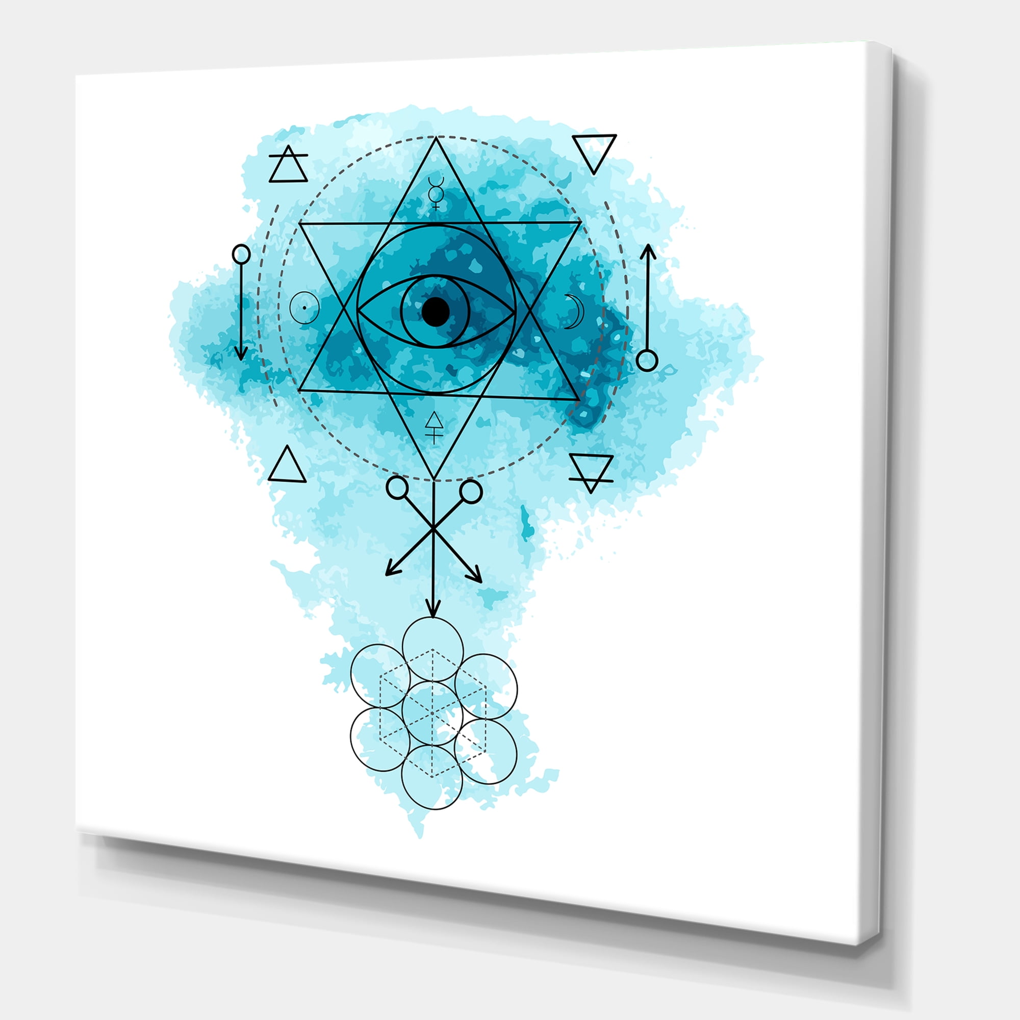 Designart ' Sacred Geometry and Symbol of Alchemy II ' Bohemian & Eclectic Canvas Wall Art Print
