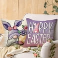 thumbnail image 5 of Happy Easter Bunny Gnome Decorative Throw Pillow Covers 18 x 18 Set of 4, Hello Peeps Rabbit Eggs Purple Cushion Case Decor, Flowers Home Decoration for Sofa Couch, 5 of 6