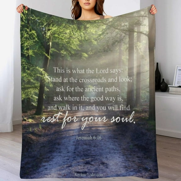 Bible Verses Jeremiah 6 16 Throw Blanket Inspirational Prayers Quotes Flannel Blanket Soft Sofa Decor Blanket Gifts for Women Men 40"x50"