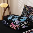 thumbnail image 5 of Erosebridal Watercolor Floral Zipper Full Size Comforter Sets with Fitted Sheet and 2 Pillowcases for Girls, Blue Botanical Leaf Print Zipper Bedding Set, Black Reversible, 4 Pieces, 5 of 7