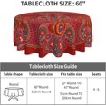 thumbnail image 4 of Red Paisley Floral Flower Round Tablecloth Thicken Desk Cloth Washable Table Cover Table Cloth for Kitchen Daily Dinning Party Tabletop Decor 60 Inch, 4 of 6
