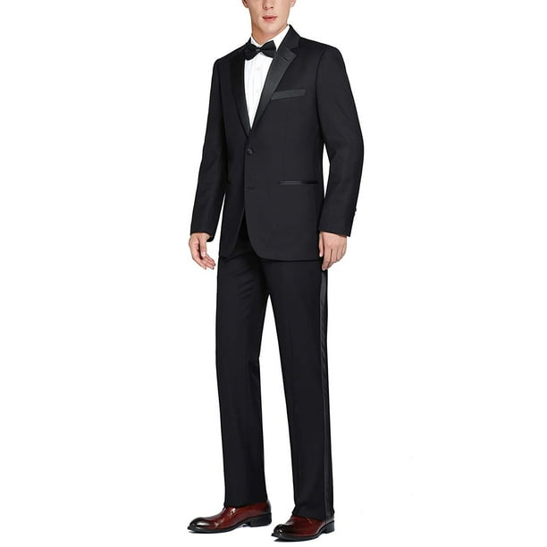 Men's Classic Fit Satin Notched Lapel 2 Piece Tuxedo Suit Set Tux