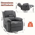 thumbnail image 2 of Korser Sillón Reclinable Giratorio 360°Adultos,Mecedora Pequeña Para Espacios Reducidos,Lino,Gris, 2 of 6