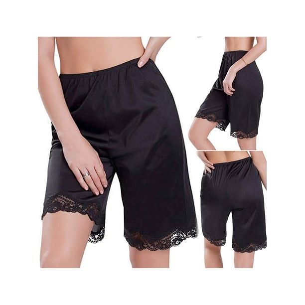 Cathery Women Plus Size Satin Lace Safety Short Pants Skirt Under