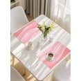 thumbnail image 5 of Pink Striped Placemats Set of 4, Modern Abstract Art Wave Moire Gradient Placemats for Dining Table, Place Mats for Kitchen Tabletop, Waterproof Wipeable Dining Table Mats Set, 5 of 9