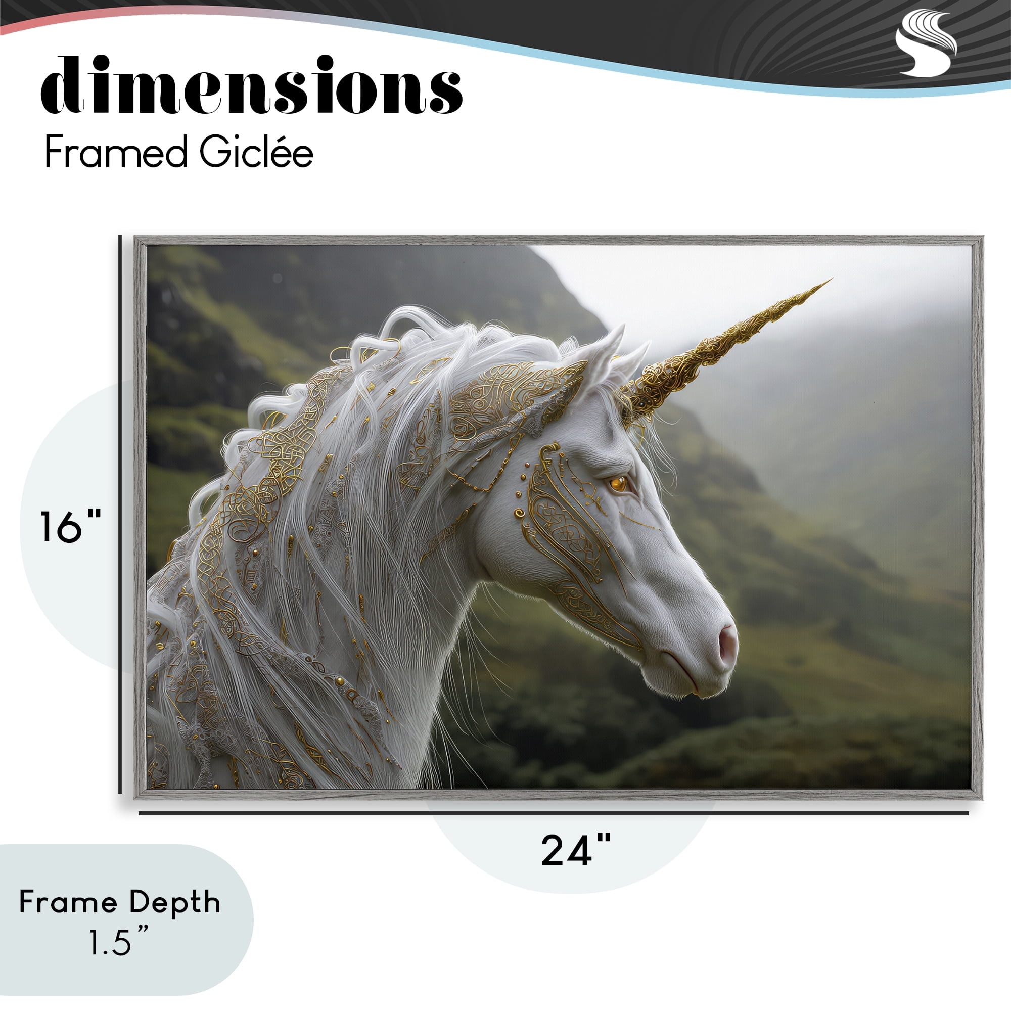 Stupell Industries Ornate Celtic Unicorn Gray Framed Giclee Art, design by The Wands Want