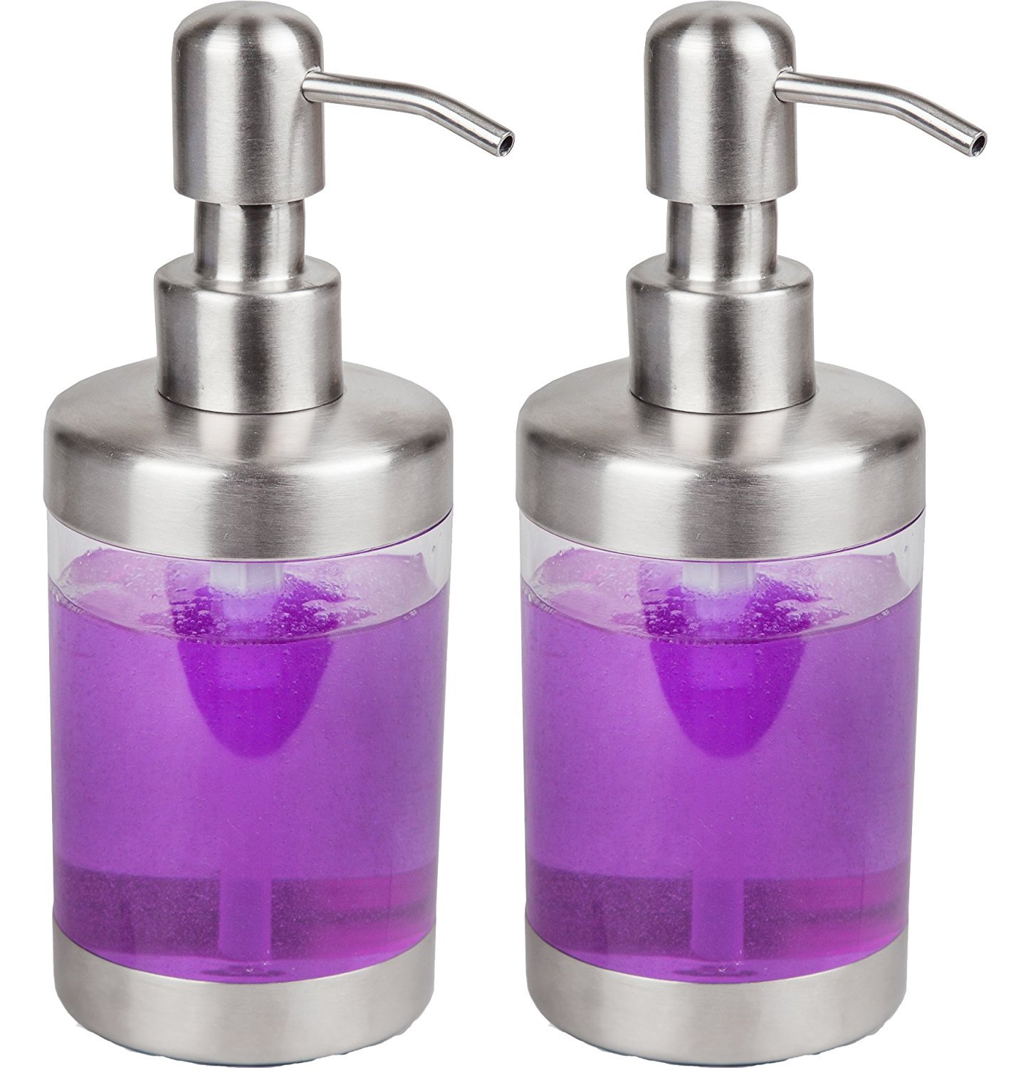 Home Intuition 10 oz Soap Dispenser, Stainless Steel Clear (2