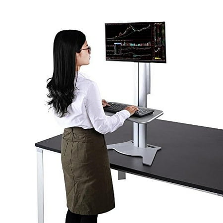 Vesa Keyboard Tray - GHP White VESA 75x75 100x100 Height Adjustable Desk Workstation with Keyboard Tray