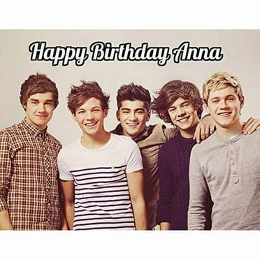 One Direction Happy Birthday Edible Image Cake Topper For Quarter Sheet Cake By TNCT