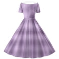 thumbnail image 4 of Vornjynx Midi Dresses for Kids Girls Plaid Printed Button-Up Collar V Neck Summer Wedding Trendy Dress Purple Size 8, 4 of 7
