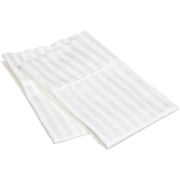 300-Thread Count 100% Egyptian Cotton Lightweight Stripes Pillowcase Set White / King