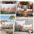 thumbnail image 5 of Coastal Outdoor Waterproof Pillow Covers, Summer Beach Red Teal Coral Nautical Decorative Square Throw Pillowcase Sofa Cushion Sham for Patio/Couch/Chair, 26"x26" 2 Pack, 5 of 8
