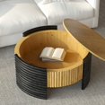 thumbnail image 3 of GZXS 31.5" Round Coffee Table with Flip Top & Hidden Compartment, Two-Tone Design, Modern MDF Storage Center Table for Living Room/Home Decor, Wood+Dark Brown, 3 of 9