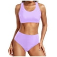 thumbnail image 1 of Womens High Waisted Two Piece Swimsuits - Vintage Floral Bikini Set - 84% Polyester, Adjustable Straps - Ruched Tummy Control, Boyshorts Bottom - Summer Beach, 1 of 3