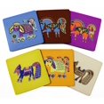 thumbnail image 1 of Inkdotpot Set of 6 Drink Coasters DecorativeNon,SlipCork Base4-inch Square PrintedCoastersEasy Clean- Tribal Animals, 1 of 8