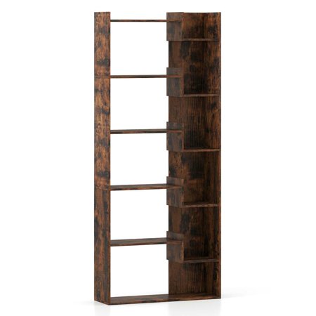 Resenkos 6-Tier Wooden Bookshelf with Anti-Tip Kits and Open Shelving - Rustic Brown