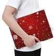 thumbnail image 4 of Leather Laptop Sleeve, Padded Case, Thin Portable Bag - Compatible with 13 inch laptops or MacBook Air Pro 13 2016 or later - Horizontal, Elegant Red Christmas with Snowflake, 4 of 5