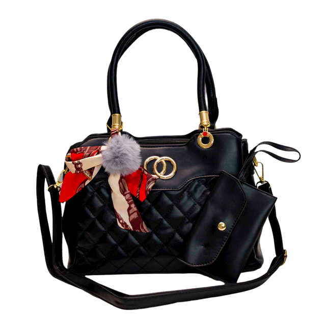Bolsa dama modeno casual sintetico, con detalles dorados, correa hombro y de mano color negro moda Bolso, dama, moda