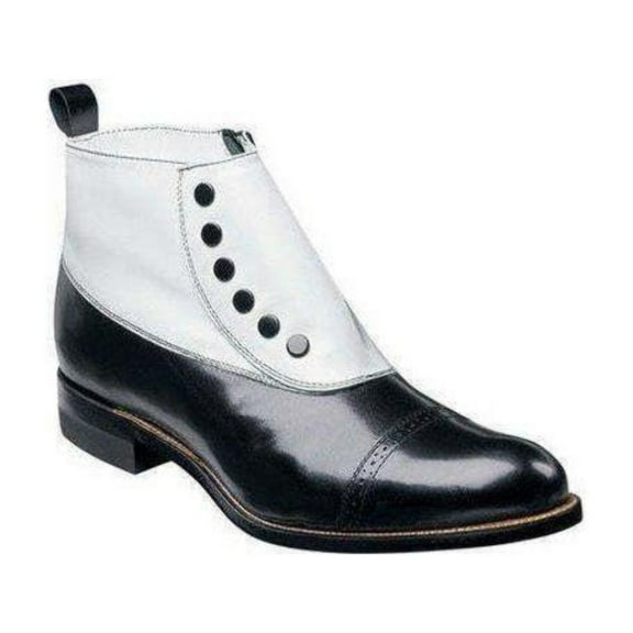 Men Stacy Adams Boot Madison Black White Spat Zipper 00026-111