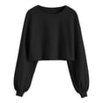 thumbnail image 5 of Women's Plus Size Corduroy Long Sleeve Crew Neck Top Cropped Loose Casual, 5 of 9