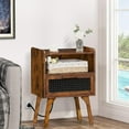 thumbnail image 5 of LELELINKY Rattan Nightstand with Charging Station, Boho Side Table with Rattan Decorated Door, Bedroom, Living Room, Brown, 5 of 8