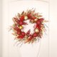 thumbnail image 5 of Corona navideña preiluminada Yyuenw de 45 cm para puerta principal, color champán dorado/rojo, con bolas decorativas, flores de Pascua y luces LED a pilas., 5 of 5