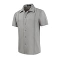 thumbnail image 3 of Franhais Men's Summer Casual T Shirt Solid Color Short Sleeve Lapel Button Shirts Loose Fit Tops, 3 of 9