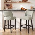 thumbnail image 2 of VKNOW Mid-Century Counter Height Bar Stools Set of 2 Upholstered Kitchen Bar Stools with Wood Legs and Ergonomic Backrest for Kitchen Island Dining Room Home Bar,Light Gray, 2 of 9