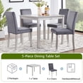 thumbnail image 3 of GZXS 5-Piece Dining Set, 39" Square Kitchen Table with 4 Upholstered Chairs, Compact Dinette Table Set for Apartment & Small Spaces (Silver Gray), 3 of 8