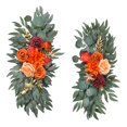 thumbnail image 4 of Tnarru 2 Pieces Wedding Arch Flowers Green Leaves Faux Flower Swag Handmade Rustic Welcome Sign Decoration for Wall Reception Window Orange, 4 of 8