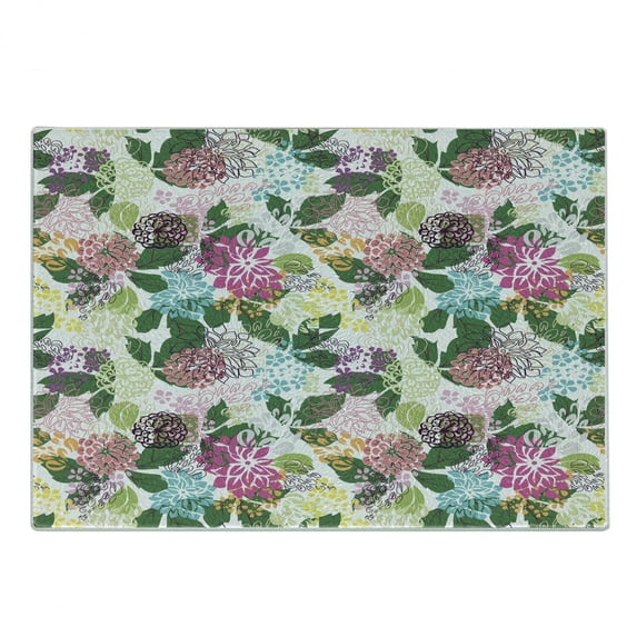 Floral Cutting Board, Vibrant Flower Bouquet Botanical Beauty Blooms Inspiration Lifestyle Image, Decorative Tempered Glass Cutting and Serving Board, Small Size, Multicolor, by Ambesonne