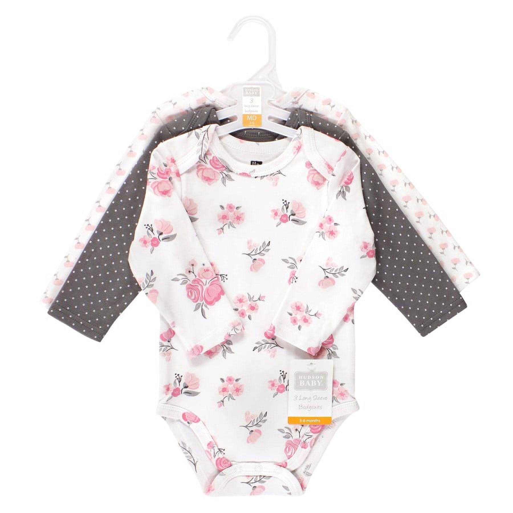 Hudson Baby Cotton Long-Sleeve Bodysuits, 3-Pack, Newborn- 24 Months