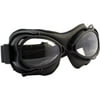 Nannini StreetFighter Clear Lens Anti-Fog Motorcycle Goggles, Black/Black Leather with Black Stitching