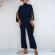 thumbnail image 2 of Mono con cuello simulado para mujer mono plisado informal mono elegante de moda para ir al trabajo, 2 of 7