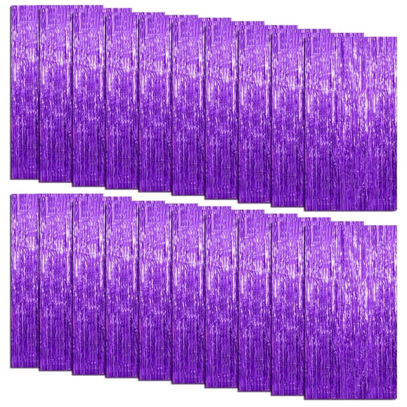 Cortinas de lámina metalizada moradas Backdrop K.E.J., paquete de 20 unidades, 100 x 200 cm