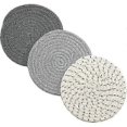 thumbnail image 5 of 2025 3 Pack Cotton Thread Weave Multi-use Hot Mats Non-Slip Stylish Coasters Insulation Hot Pads Trivet for Cooking and Baking,Grey Set, 5 of 5