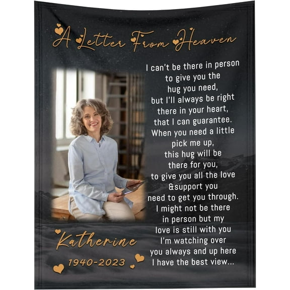 Custom Blanket with Pictures, Personalized Memory Throw for Mom, Dad, Husband, Son, Daughter or Brother, Heartfelt Tribute Gift