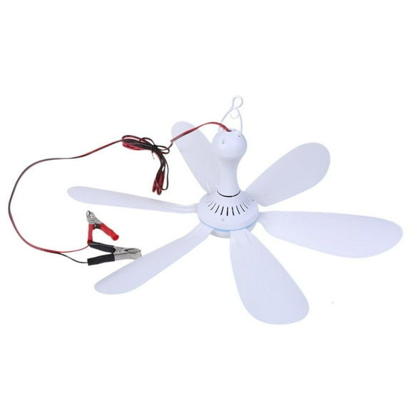 Yammee 20Inches 12V 8W Ceiling Fan Tent Fan Ceiling Fan 6 Leaves for Outdoor Camping
