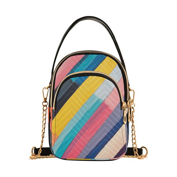 FORMRS Crossbody Bag for Women Quilted Travel Shoulder Cell Phone Purse with Chain Strap Handbag, Color Striped