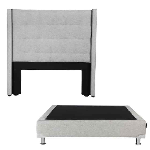 Box Base Cama Matrimonial + Cabecera Titan Plata